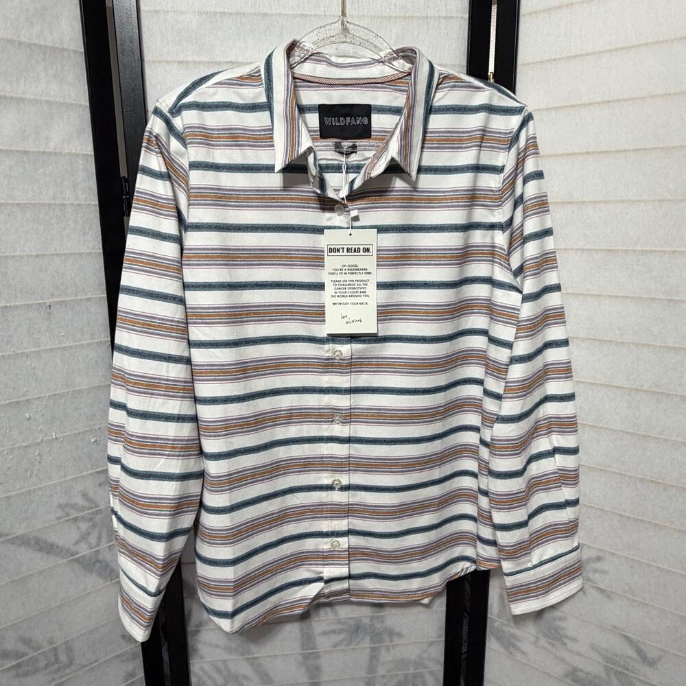 Wildfang Essential Flannel Button Up Shirt Mens Stripe Cotton Boho Skater